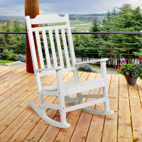 Flash Furniture JJ-C14703-WH-GG Winston All-Weather Poly Resin Rocking Chair in White